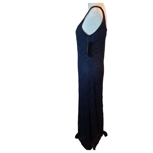 BEBE Marseille Lace Square Neck Tank Dress Sz: M  Navy - Picture 5 of 11
